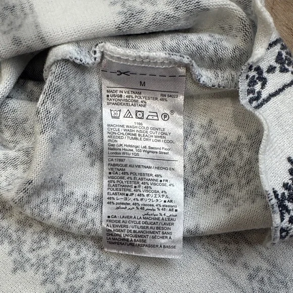 GAP Blue and White Women's Blouse With Tassels Size Medium - Picture 3 of 7